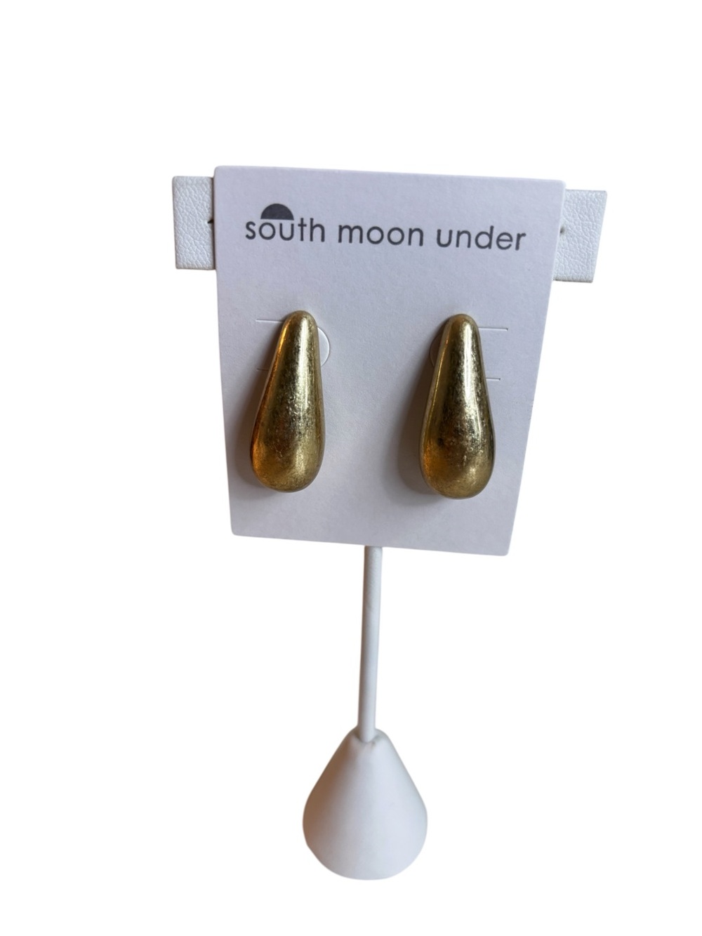 South Moon Under Brushed Gold Toned Teardrop Dome Studs.